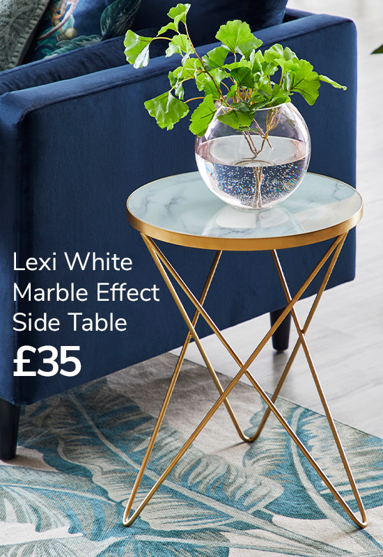 Lexi White Marble Effect Side Table